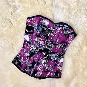 Purple Floral Corset Top by Charlotte Russoe